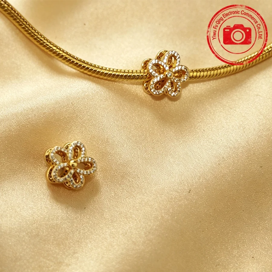 2026 New Golden Charms DIY Jewelry Gifts Beaded Open Heart Crown Snowflake Handwritten Love Beads Fit Original Snake Bracelets