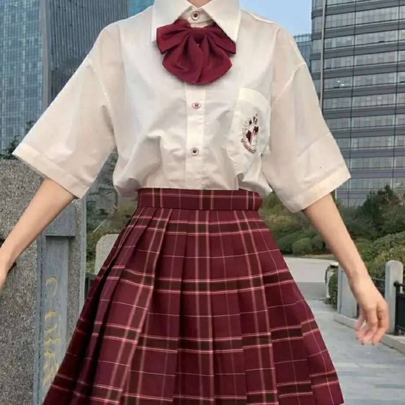 Japanese Style Shahuazheng College Style Uniform School Uniform Shirt Business Attire Plaid Skirt JK Uniform Pleated Skirt Suit/