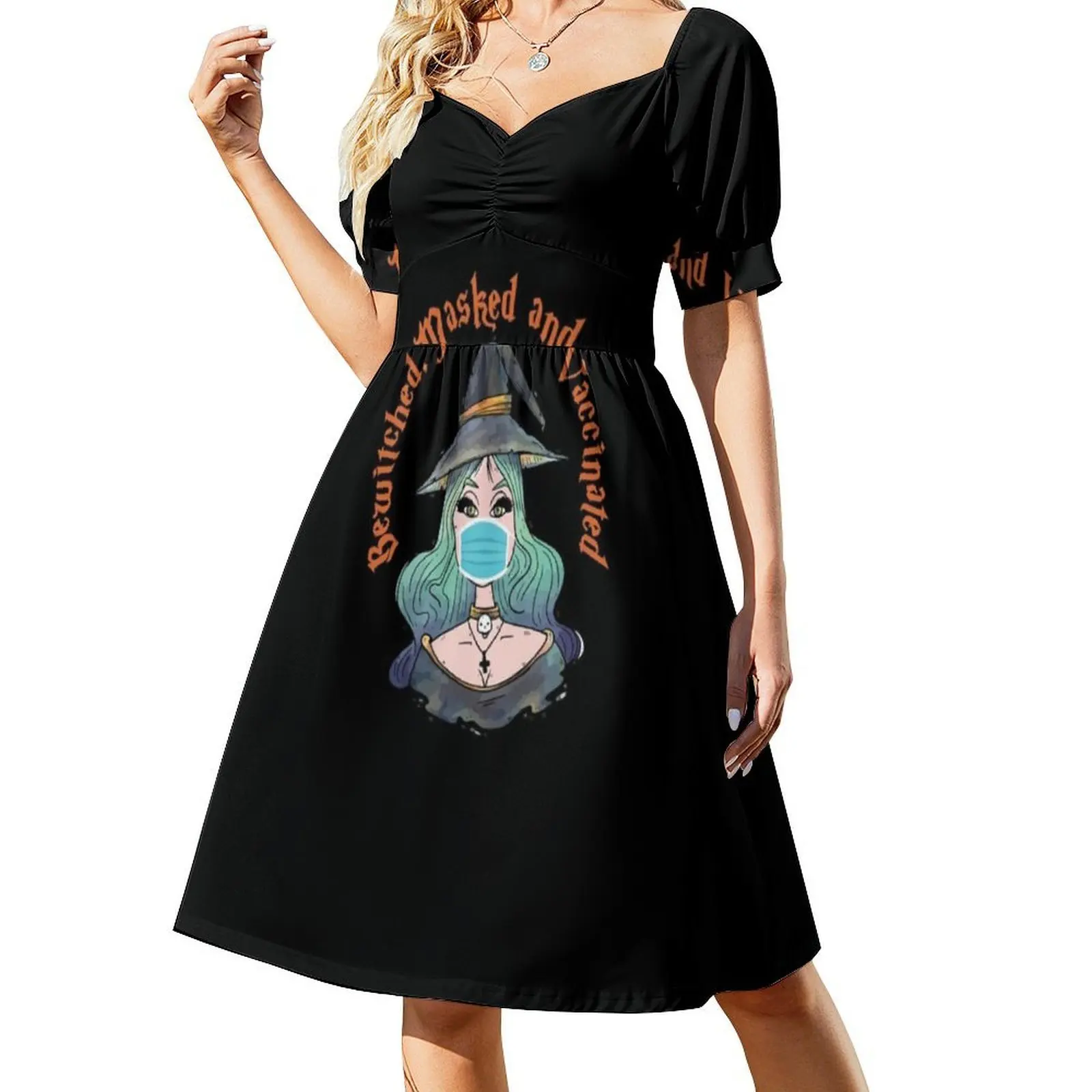 هدية اليوم، فستان ساحرة مضحكة، ملثمين ومزين بالزهور للنساء، فستان كاجوال للربيع والصيف لعيد الحفلات