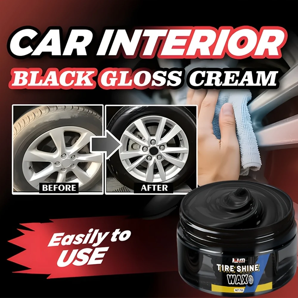 كريم KJM New Universal Tire Trim Shine 75 جرام - إصلاح سريع، لمعان طويل الأمد للعجلات، بلاستيك، فينيل، سهل الاستخدام، متين