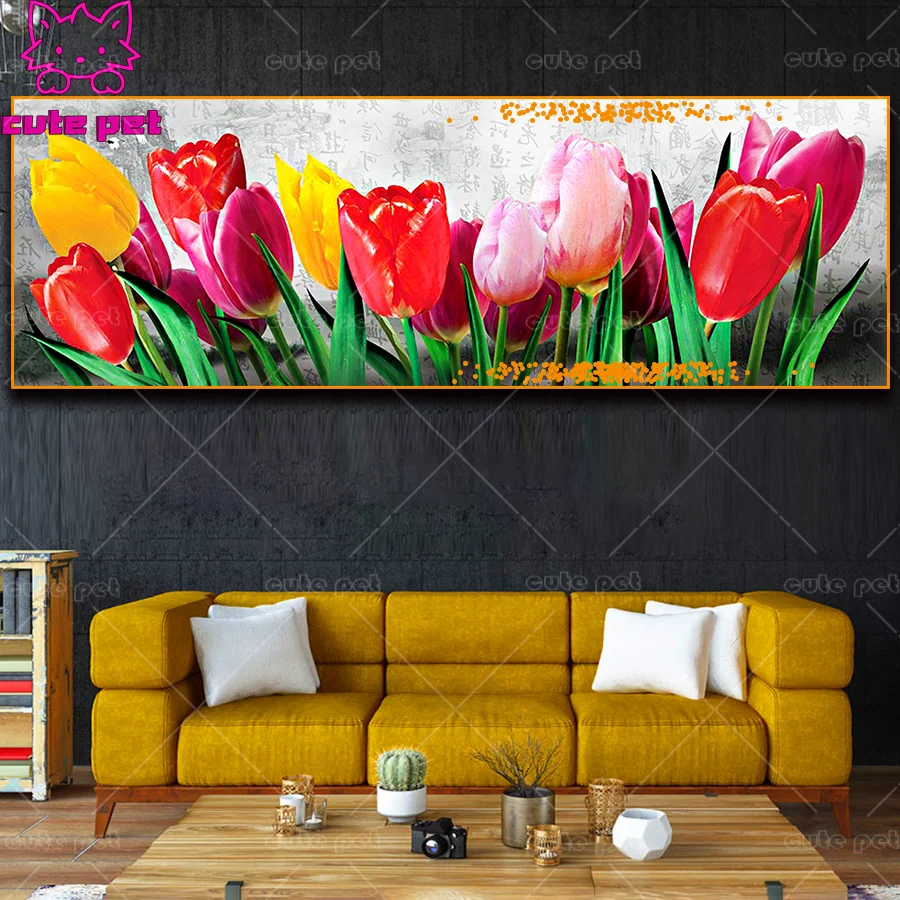 5d diamond painting round diamond Tulip flowers mosaic Diy Cross Stitch decor embroidery pattern embroidery handmade large gift