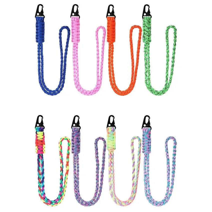 

Heavy Duty 550 Paracord Neck Lanyard Keychain for Men Women Outdoor Survival Parachute Rope Braided Necklace HK Clip Key Ring