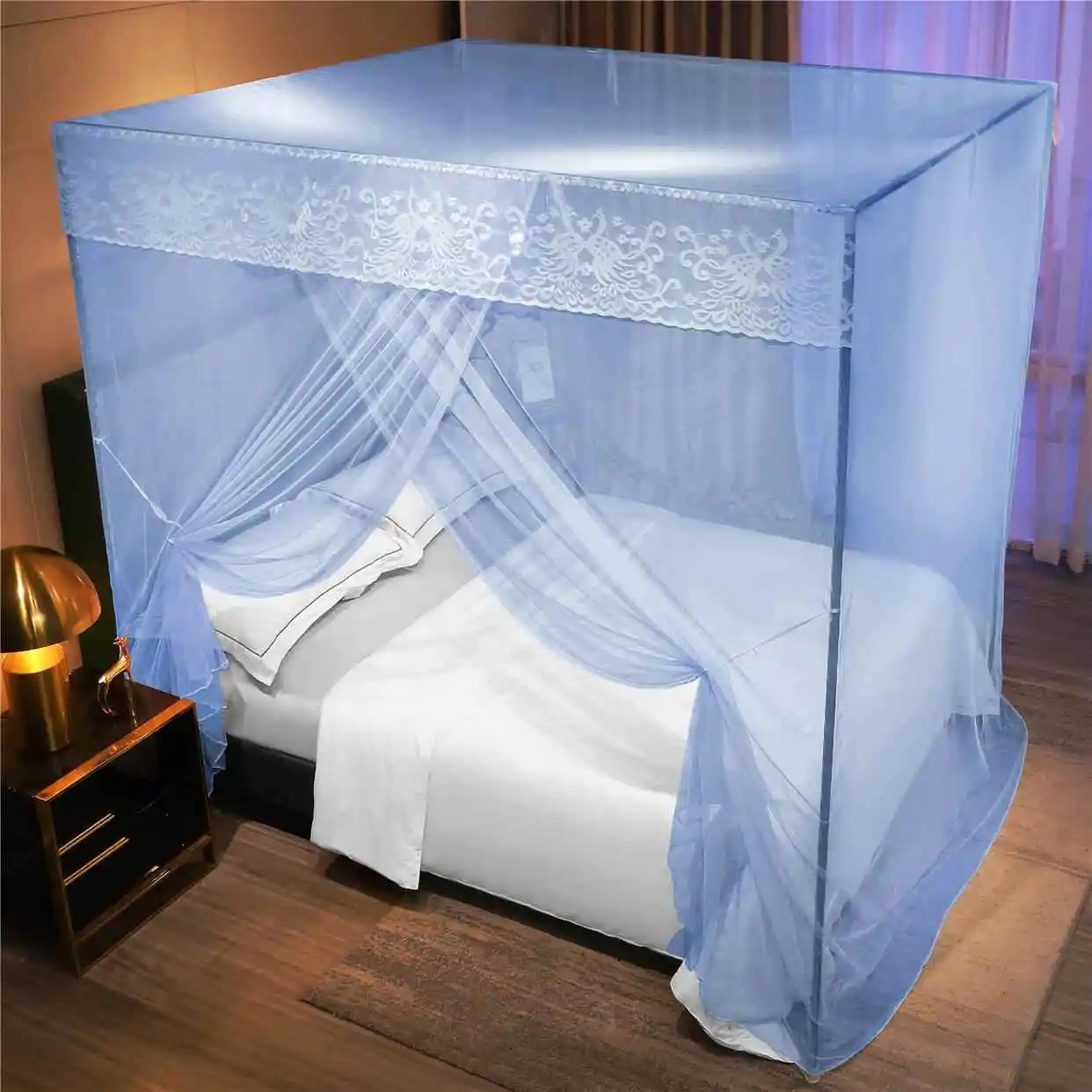 Princess Style Mosquito Net Single Door Thickened Encryption Anti-Mosquito Home Use Bedding Polyester Fiber Iron Frame Summer