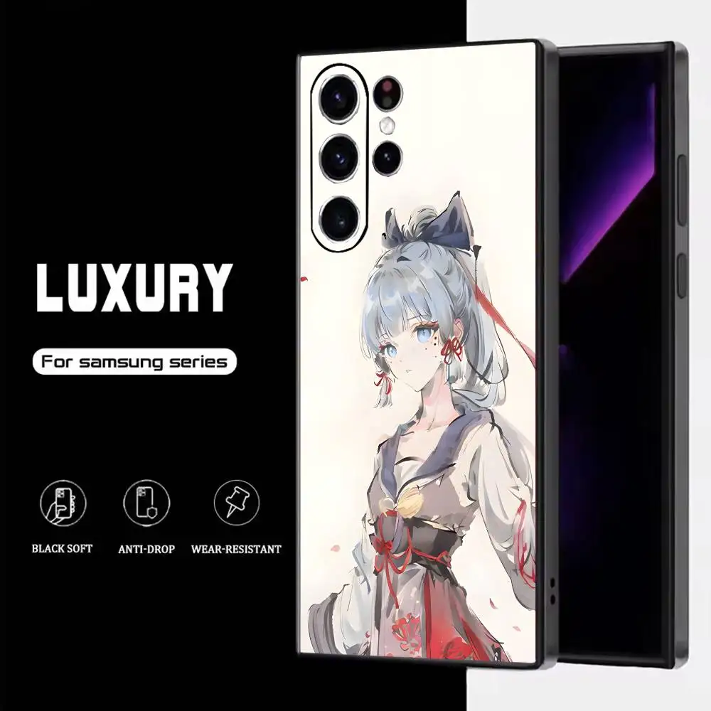حافظة هاتف Genshin Impact Role لهاتف سامسونج S25، S24، S23، S22، S21، S20، S10، Ultra، Plus، Lite، FE، غطاء أسود من السيليكون الناعم