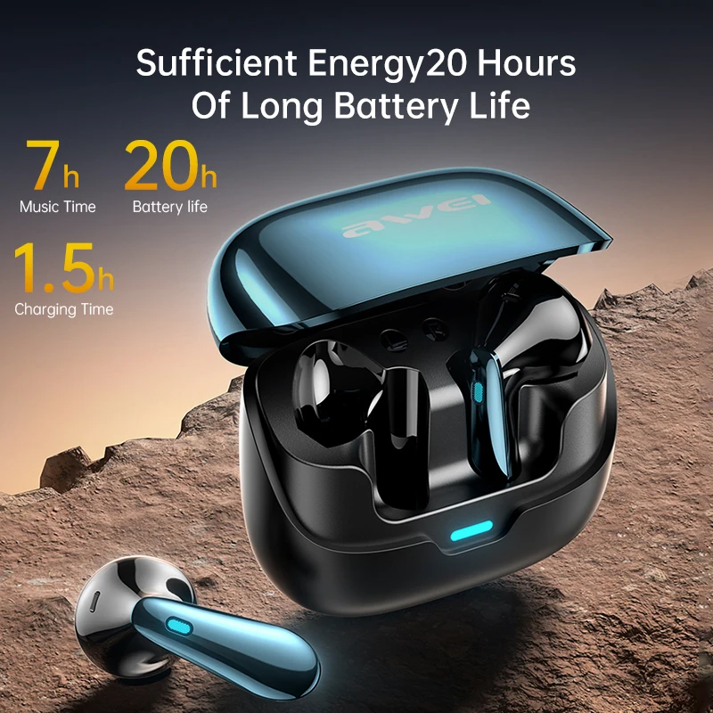 Awei TA11 ANC ENC ワイヤレス Bluetooth 5.3 イヤホン 6Mic TWS イヤホン IPX4 防水ヘッドフォン スポーツ ヘッドセット ゲーム イヤホン