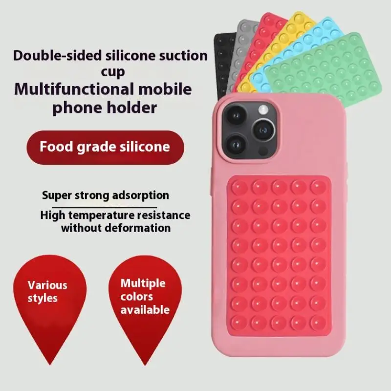 Silicone Suction Cup Phone Mount Double-Sided Sticky Phone Stand Suction Cup Fashionable Cellphone Stand Strong Grip Holder For