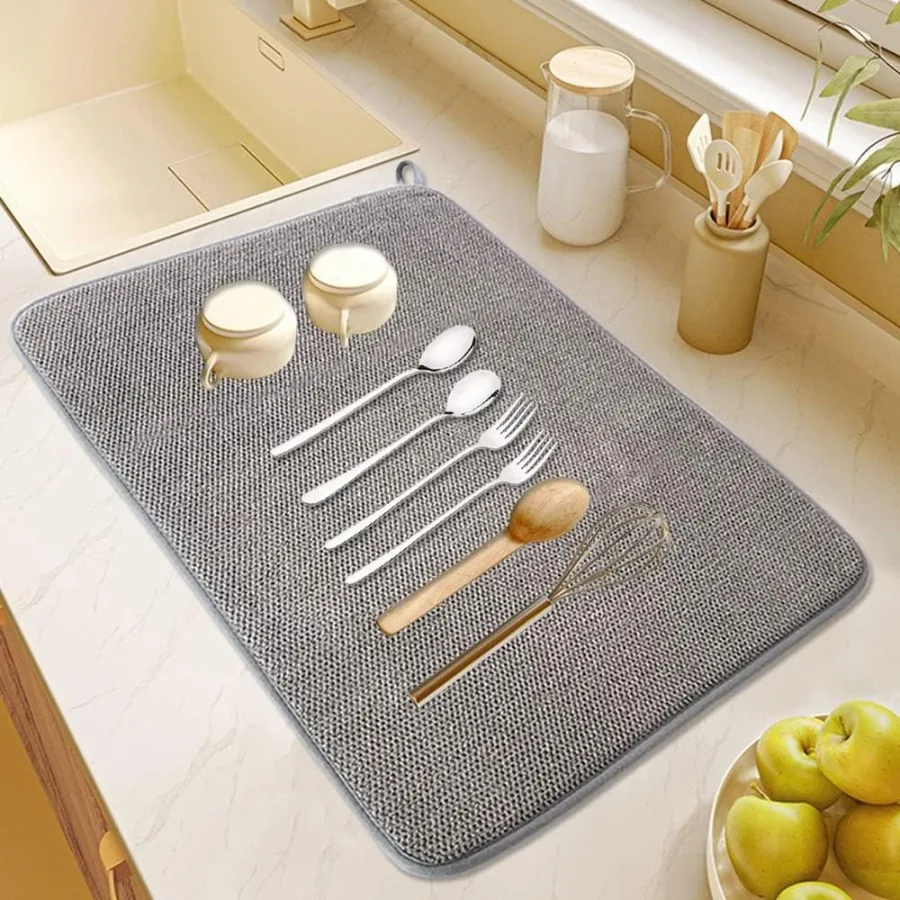 Tappetino per asciugare i piatti di grandi dimensioni da 2 pezzi per bancone della cucina 24 x 17 Ih Tappetino per asciugare i piatti assorbente in microfibra Tappetini per scolapiatti di grandi dimensioni f