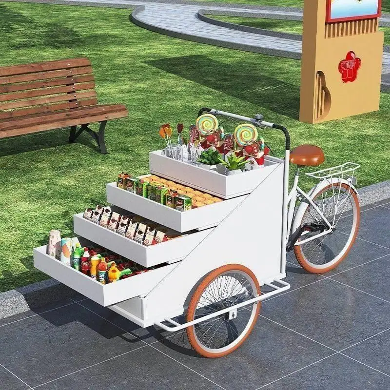 Outdoor camping mobile reverse riding donkey three-wheel stall dining car scenic fruit fishing drink coffee snack float