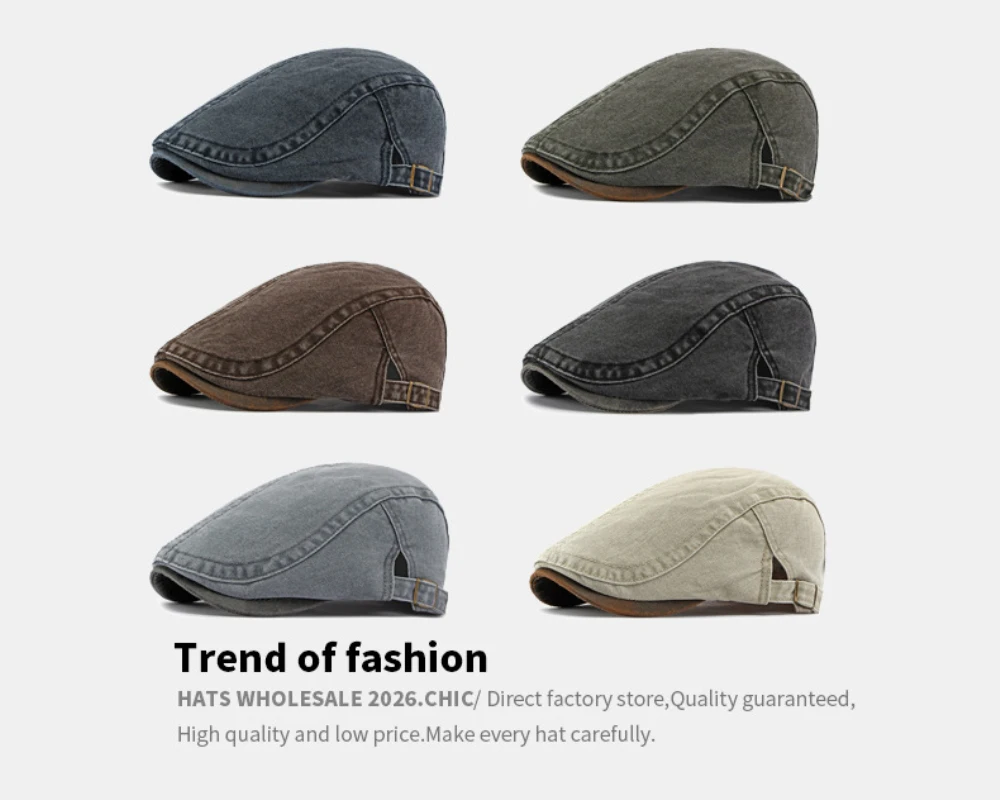 HT5138 Herren- und Damen-Baskenmütze, Vintage-Künstlermütze, 100% Baumwolle, Ivy-Flatcap für Frühling, Sommer, Herbst – Detail 2