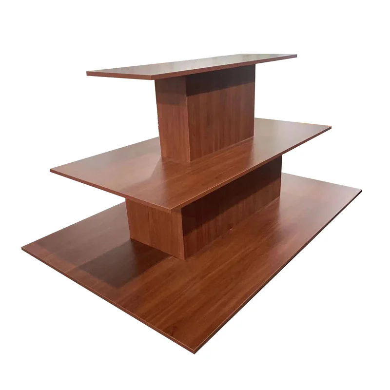 Custom.HIKUYA Factory Wholesale 3 Tier square Table Wood Retail Display Table for Jewelry Clothes Store