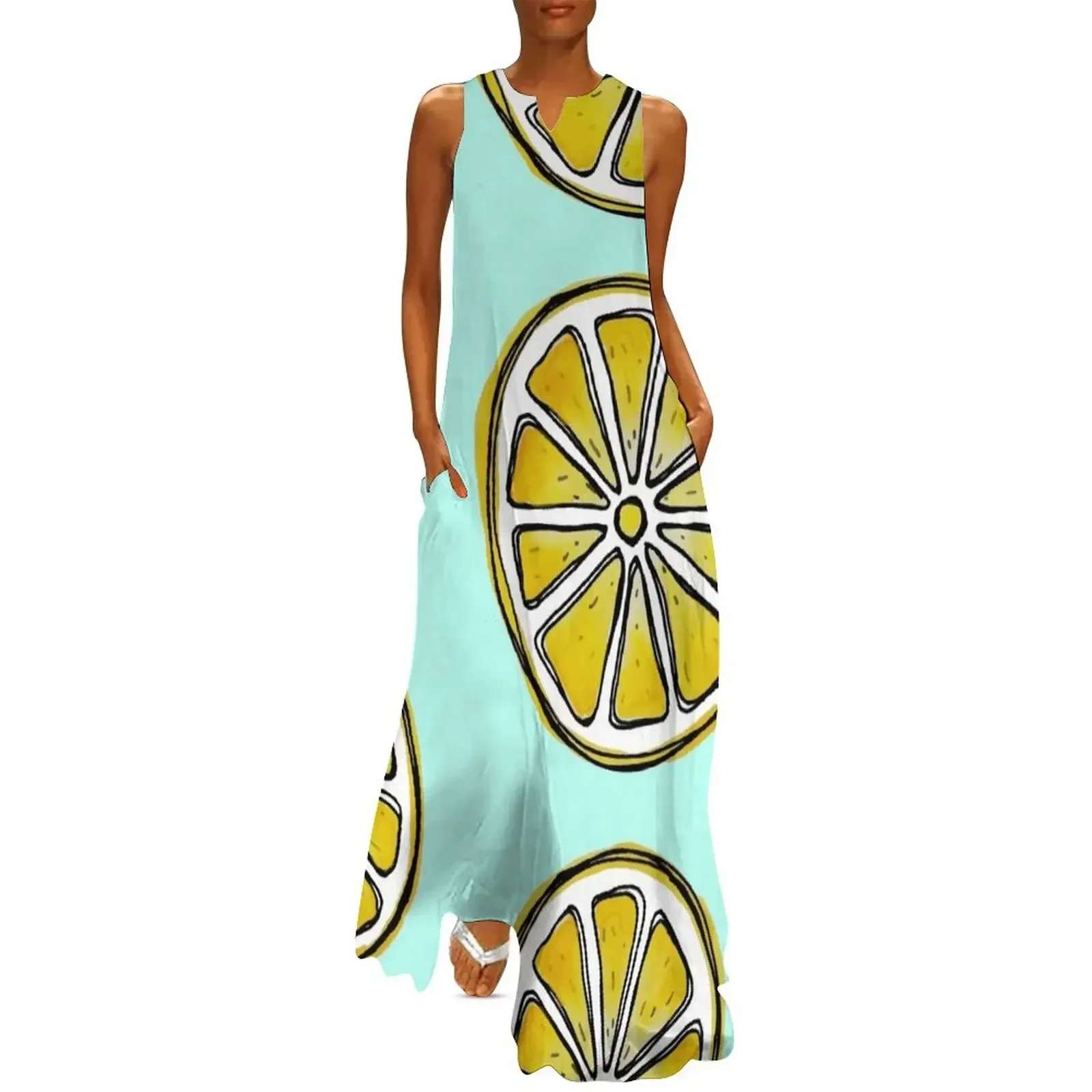 

Watercolor lemon Long Dress sensual sexy dress for women Dresses women's summer clothing 2025 Dress
