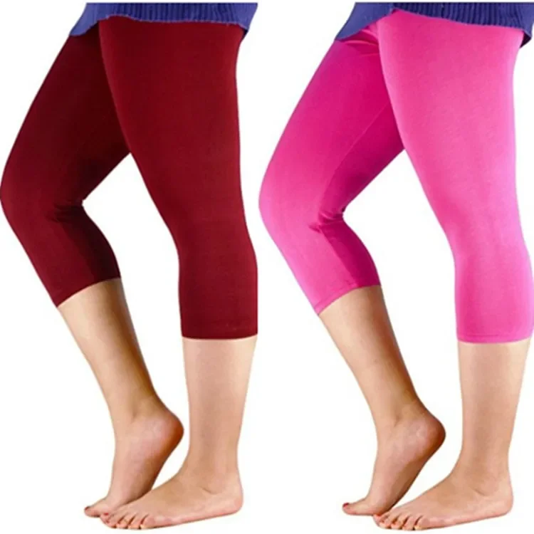 90-150kg Sommer Eis Seide Frauen Leggings schwarz einfarbig dünn sieben Punkte Leggings elastisch schlank Fett mm Capri hose plus große Größe