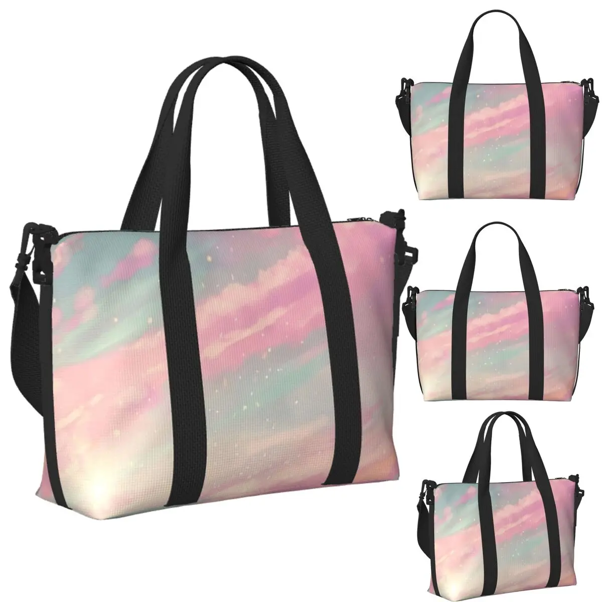 

Custom Dreamy Cloud Beach Travel Bag Large Capacity Tote Bags for Gym Sport Women Shopping Duffle Shoulder Bag