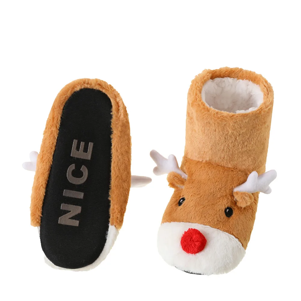 Home pantofole da donna scarpe da pavimento invernali pelliccia da interno peluche antiscivolo Grip cervo caldo gatto unicorno orso stivali da casa