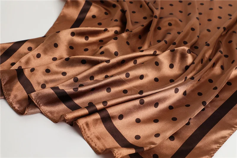 Polka Dot Kopftuch Seide Satin Hals Schal Für Frauen Drucken Hijab Schals Weibliche 90*90 cm Quadratische Tücher und Wraps Schals Für Dame – Detail 27