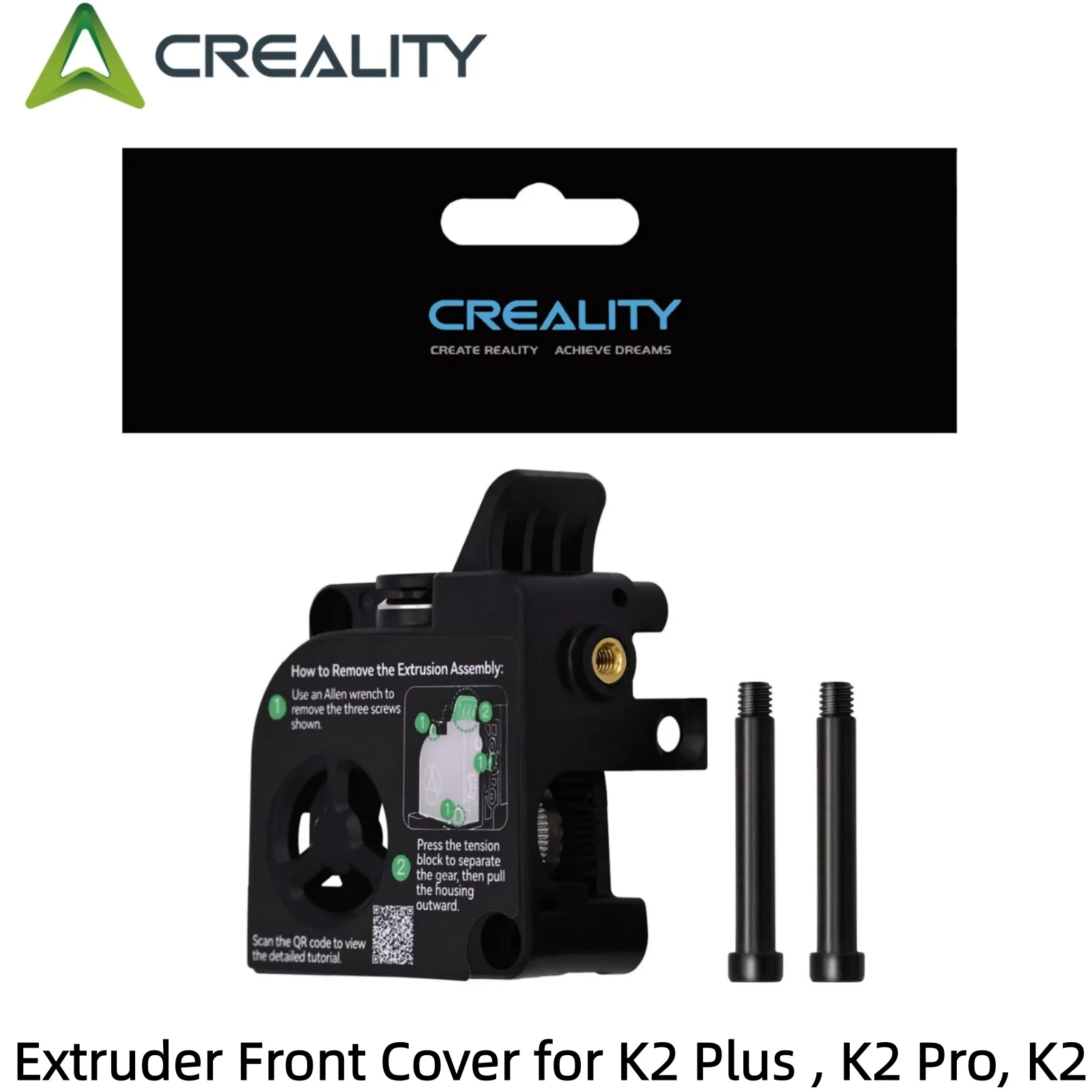 Creality K2/K2 Pro/K2 Plus Extruder Front Cover, Original Extruder Support 1.75mm Filament Extruder Smooth and Precise Feeding