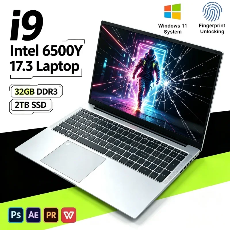 2026 Hot 17.3" Large Display Laptop Intel Core 6500Y 16/32GB RAM 2TB SSD Win11 Portable Gaming Notebook