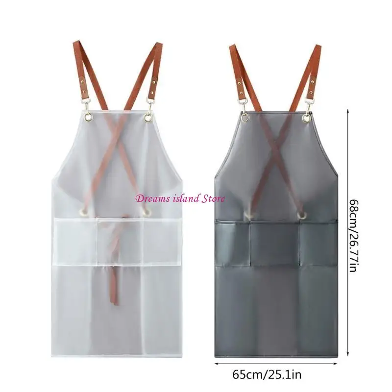 TPU Cooking Apron Waterproof Oil-proof Overalls for Dishwashing Women Back Work Clothes Halter Apron Transparent HX6C