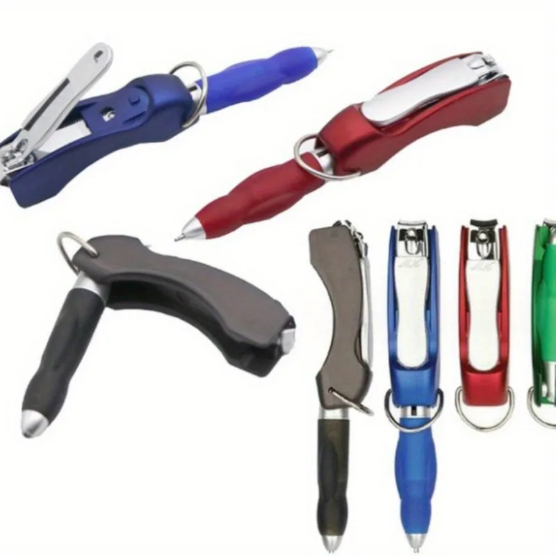 2-in-1 Multifunctional Keychain with Nail Clipper & Folding Ballpoint Pen - Perfect for Outdoor Travel, Home Improvement Tool