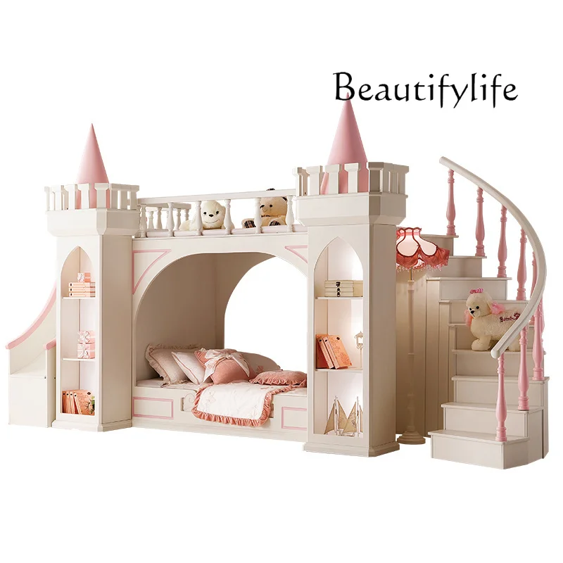

Custom. Dream Factory Custom Solid Wood Children's Princess Castle Bed Theme Hotel Girl Bunk Bed High and Low Bed