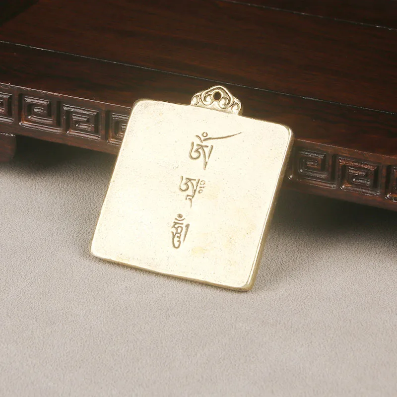 Vintage Brass Tibetan Nine Palaces Eight Trigrams Tag Square Amulet Handmade Pendant Waist Tag Copper Craft Collectible Retro Je