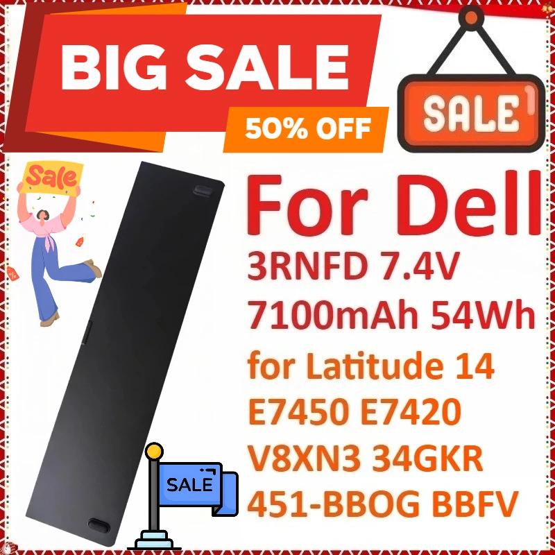 New 3RNFD 7.4V 7100mAh 54Wh Laptop Battery For Dell Latitude 14 E7450 E7420 Series V8XN3 34GKR 451-BBOG BBFV