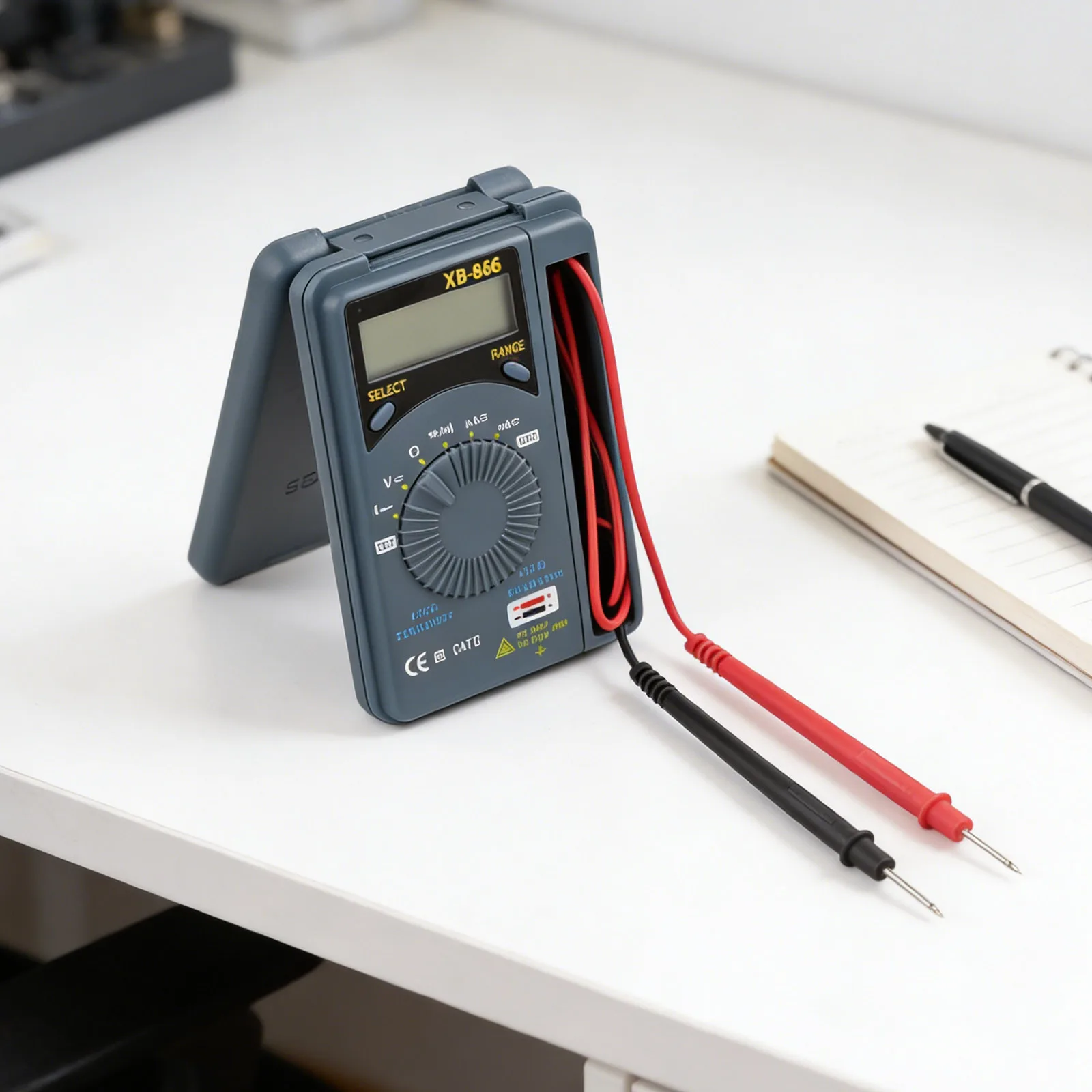 Handheld XB866 AutoRange Voltmeter with LCD Display Polarity and Overrange Indicators for Efficient Electrical Inspection