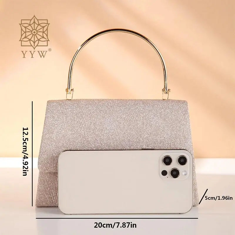 Mini Metal Top Handle Clutch Bags for Women Elegant Square Evening Party Handbags Ladies Crossbody Shoulder Messenger Purse Bags