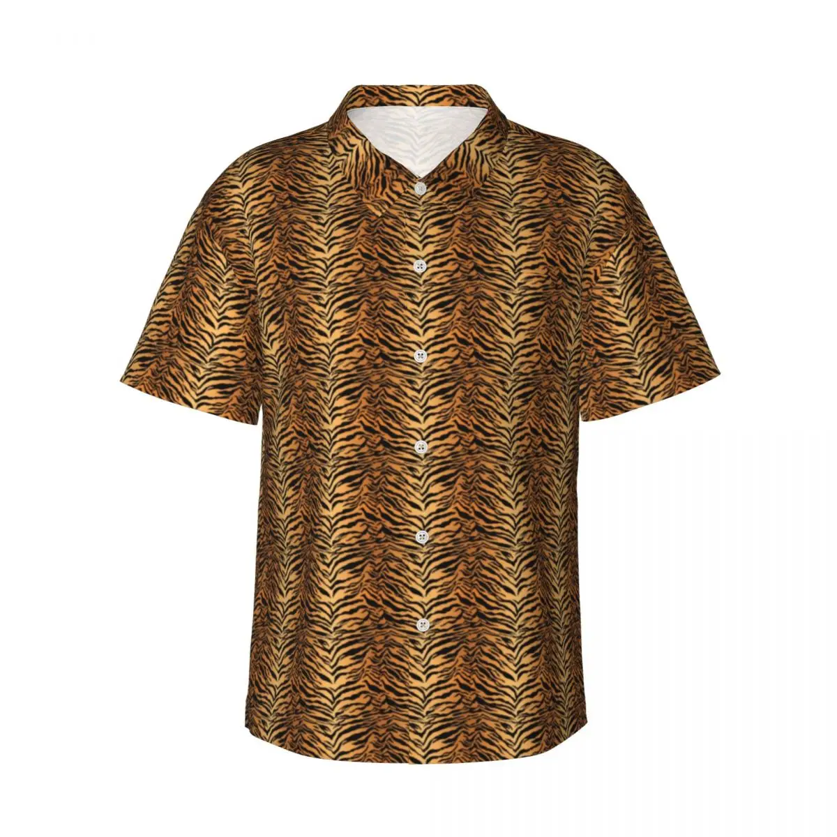 

Tiger Print Stripe Summer Shirt Mens Beach Wild Animal Pattern Casual Shirts Short Sleeve Comfortable Design Oversize Blouses