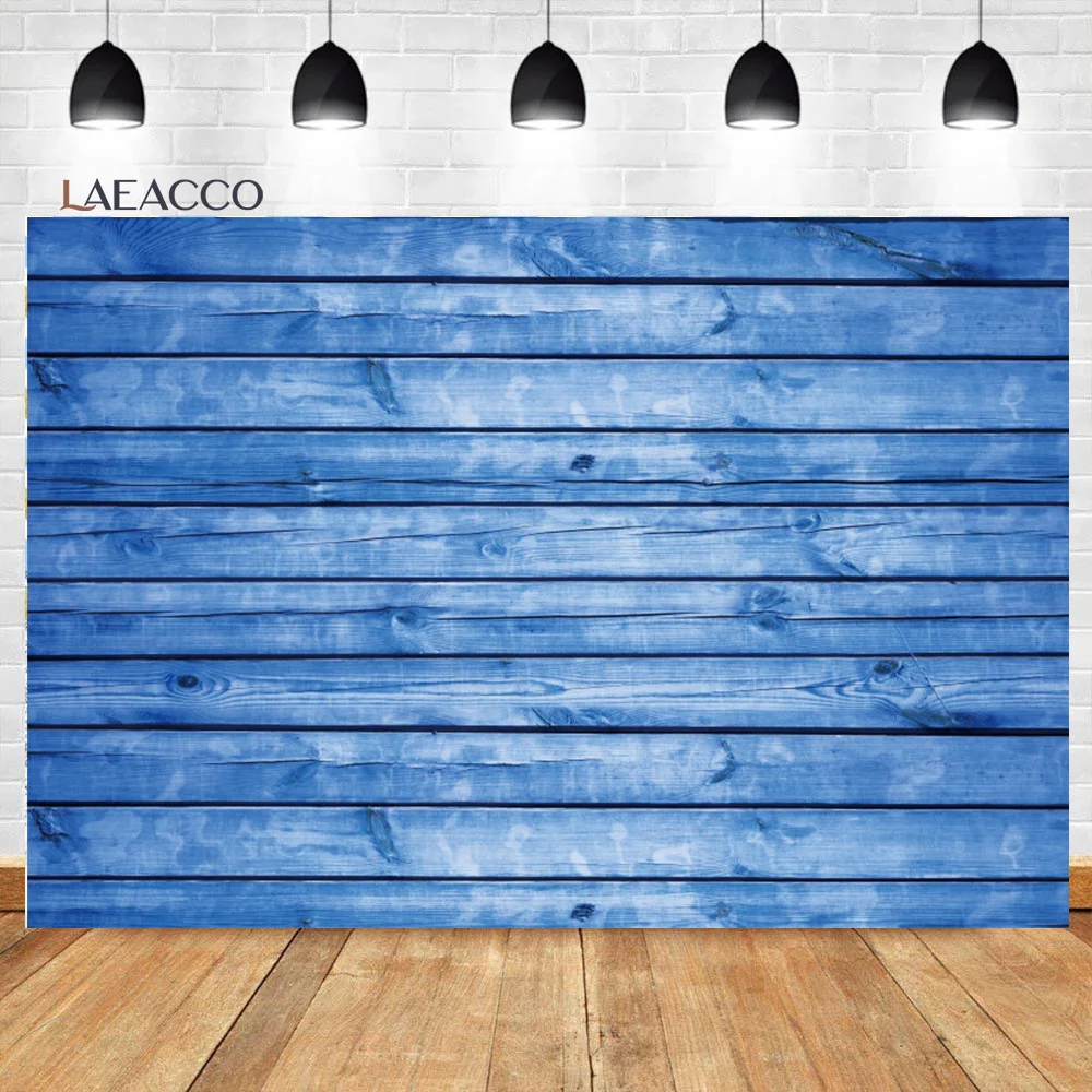 

Laeacco Blue Solid Wooden Baby Shower Backdrop Retro Wood Wall Party Decor Kids Portrait Photography Background For Photo Studio