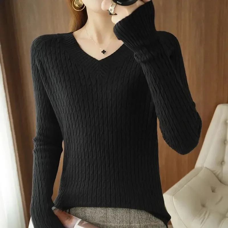 女性セーター秋冬 V ネックニット長袖ルーズカシミヤセータープルオーバー女性安い品質ジャンパーニットトップス