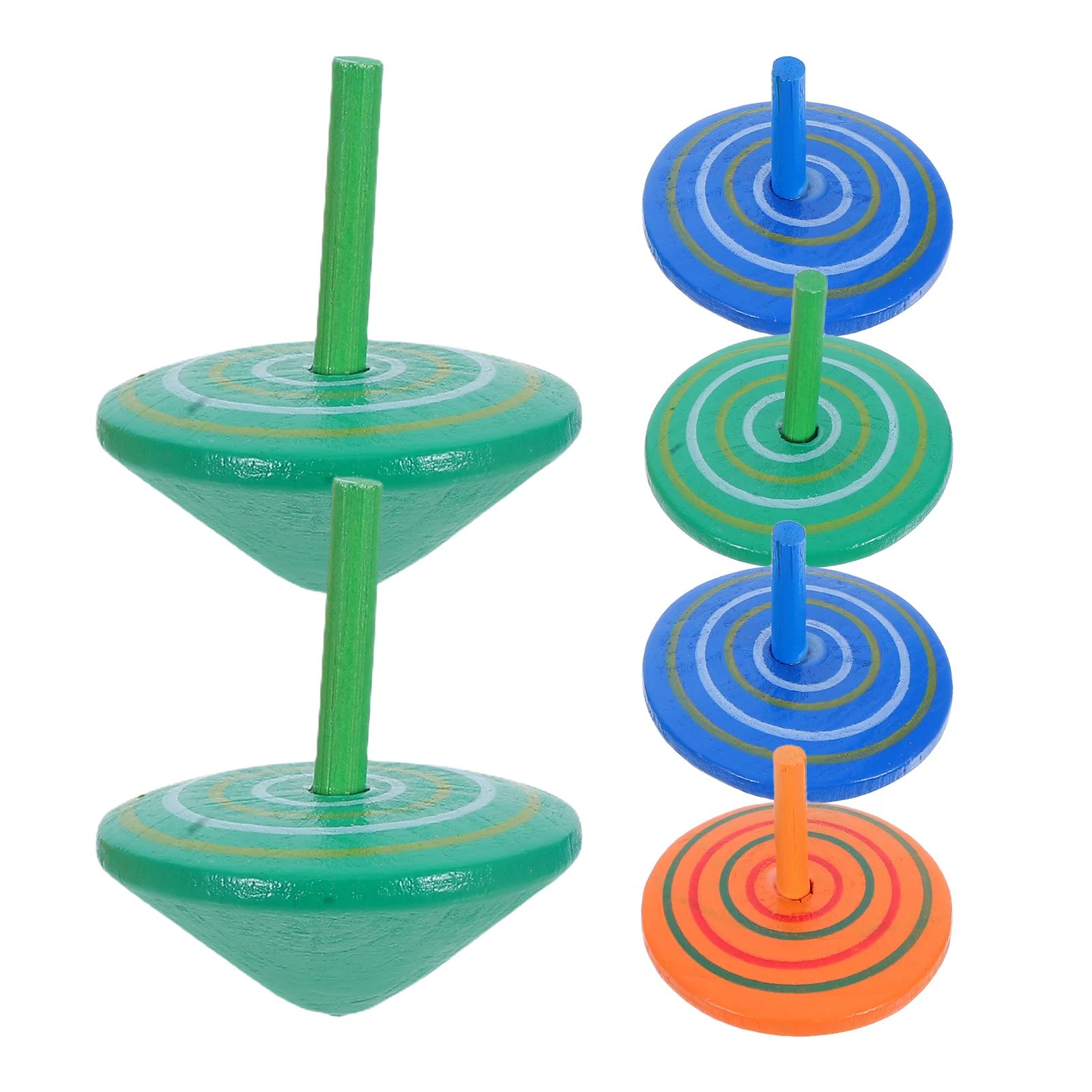 6 Pcs Wooden Spinning Top Toys Baby Infant Kids Colorful Tops Rotative Gyro Child