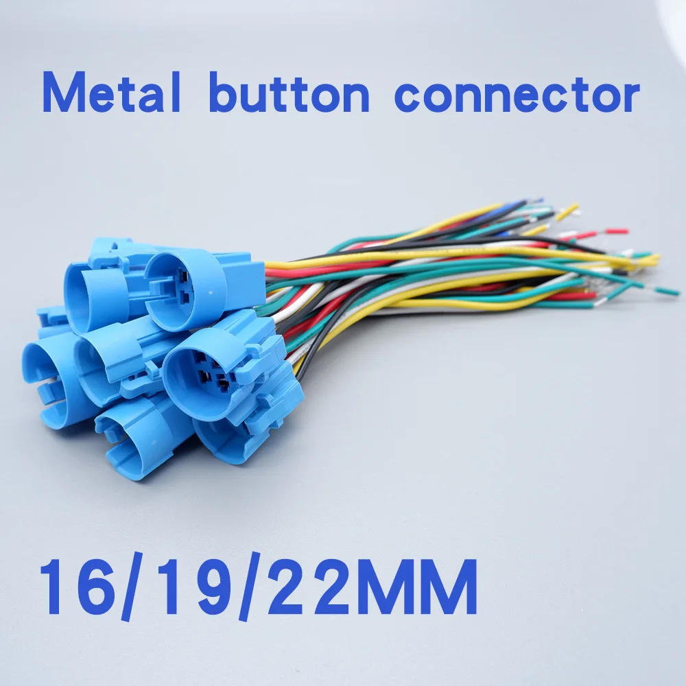 1 sztuka Złącze z przewodem 16/19/22MM metalowy przycisk przełącznika ogon przewód gniazdo długość drutu 15cm