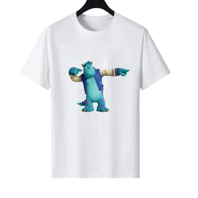 Monstruos de Disney, Inc. Patrón mujer ropa para padres e hijos cuello redondo Retro Top señoras barato manga corta Camiseta hombres blusas