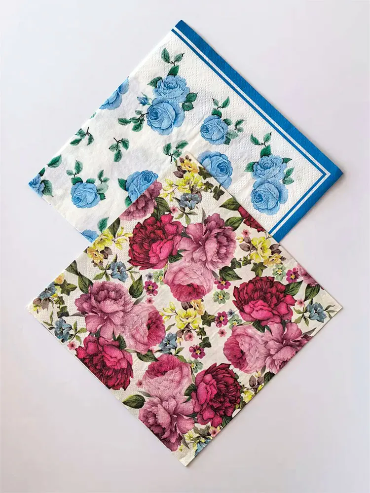 Serviettes en papier imprimées colorées, créatives, motif floral, carrées, pour fête, mariage, restaurant, sets de table en papier, 20 pièces/paquet