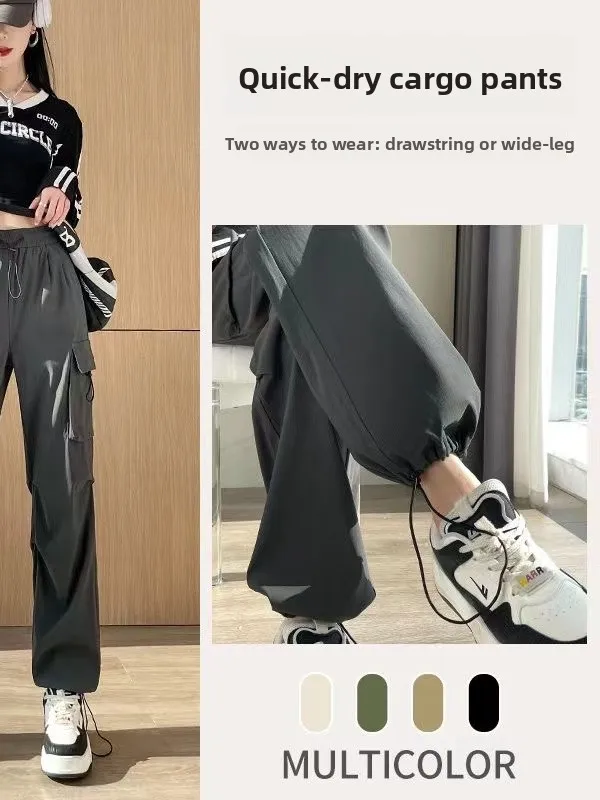 

Slimming Hiking Work Pants Women Spring Summer New Small Size Large Loose Thin Outdoor Fleece Pants Straight Leg High Waist L...