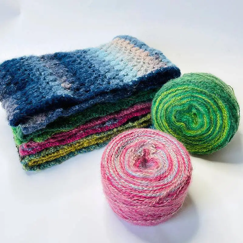 

Hand Knitted Scarf Sweater Special Pattern Yarn Gradient Dyeing Pulling Brushed Special Yarn Ball Wool Ball