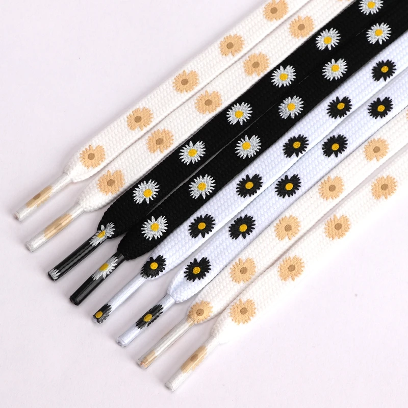 New Little Daisies Shoelaces Printing Flat Shoe laces For Sneakers High-top Canvas Laces Shoes Sports Shoelace Shoe Accessories