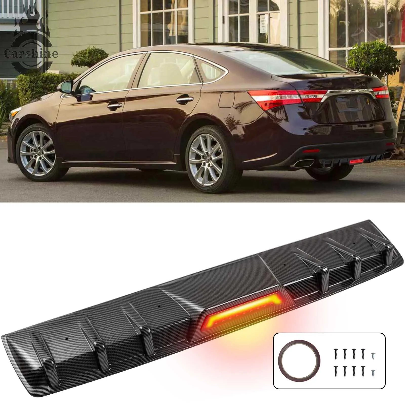 

Rear Bumper Diffuser Splliter Lip LED Brake Light Carbon Fiber For Toyota Avalon