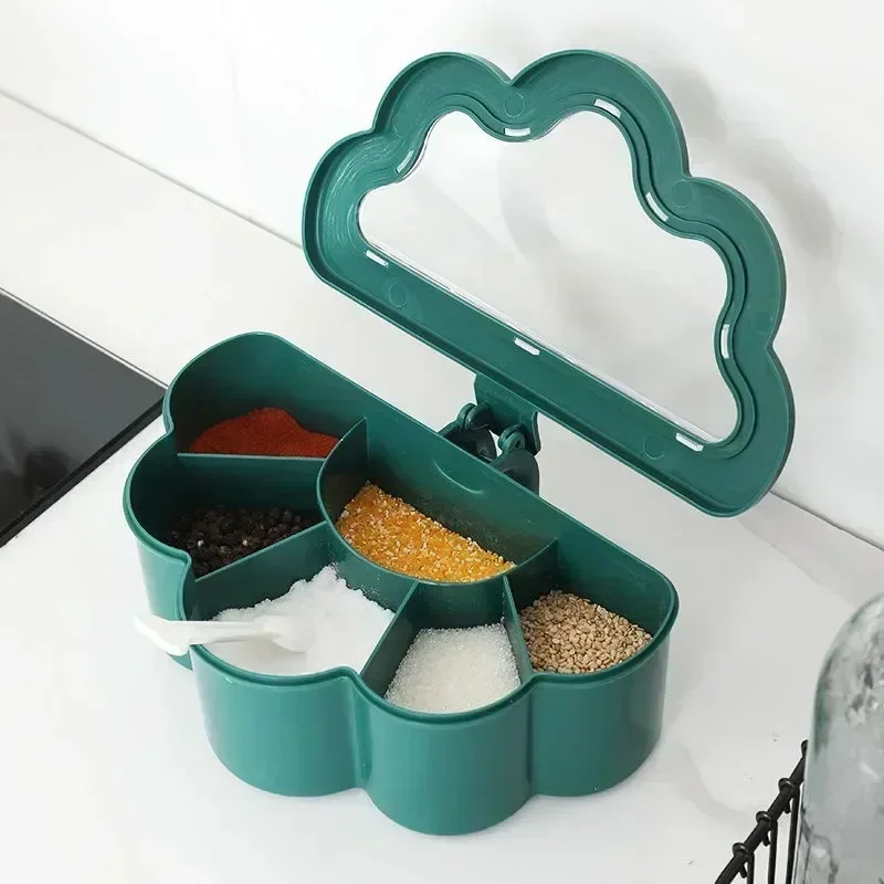 Kitchen Combination Integrated Seasoning Box Creative Multi-grid Salt Jar Seasoning Jar Plastic Household Seasoning Box