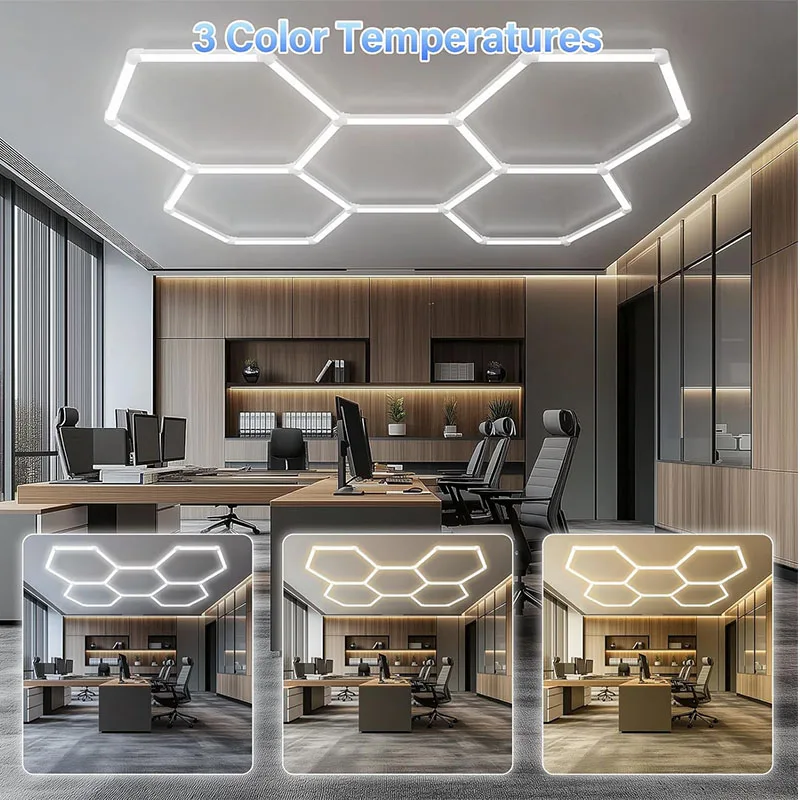 

Hexagon Garage LED Lights Hex Ceiling Lights Color Temperature Adjustable LED for Workshop Basement Gym Warehouse Barber Shops