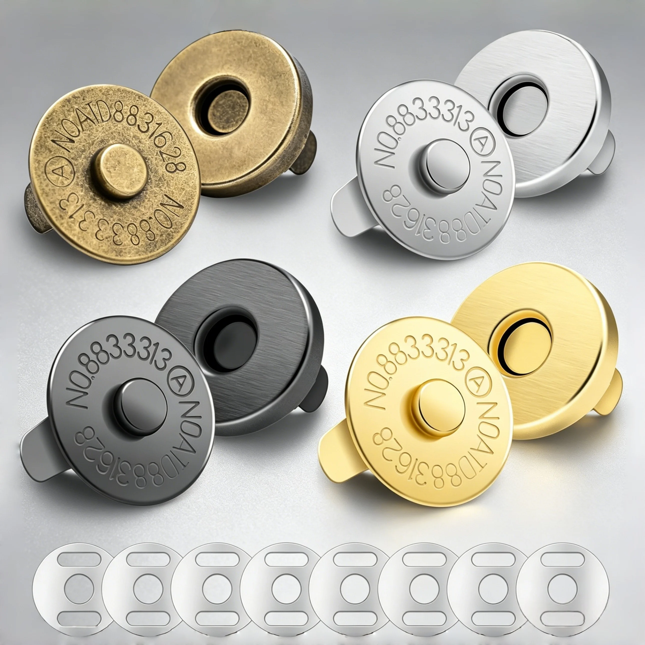 

10-100 Sets 14/18mm Magnetic Snap Buttons, Metal Clasp Fasteners for Sewing, Craft, Purses, Clothes, Leather