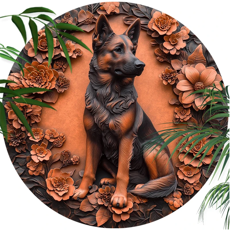 

Customizable German Shepherd Aluminum Pet Ornament - Circular Decorative Painting, Ideal Pet Souvenir Tombstone, Perfect