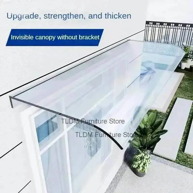 Invisible Outdoor Terrace Awning for Balcony Modern Transparent Bracket-free Awning Minimalist Convenient Awnings for Cafe L U