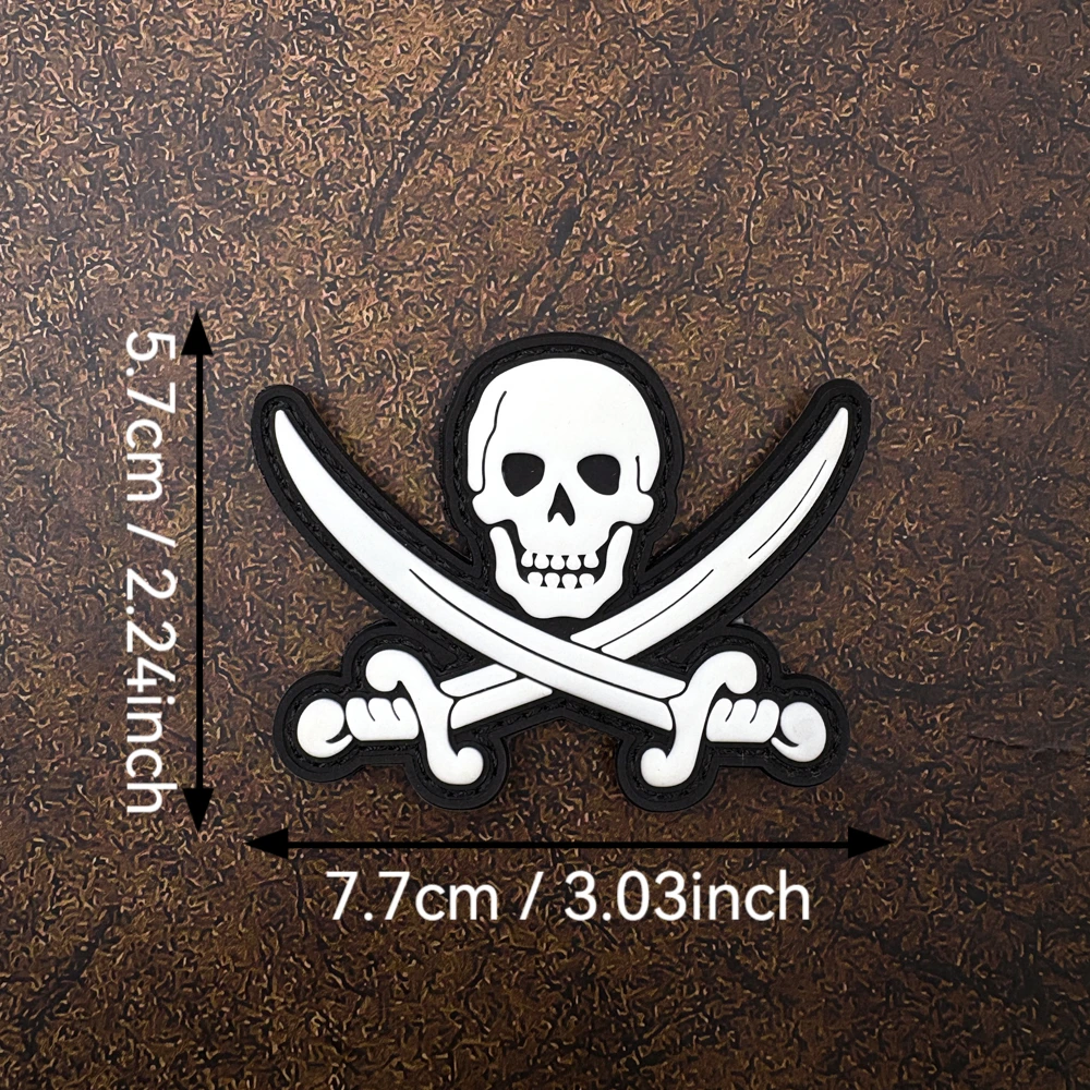 Vintage Skull Cross-Shaped Decorative Velcro Patch Pvc Glow-In-The-Dark Material with Matching Hook-And-Loop Backpack, Baseball Cap, Jacket, Suitcase DIY Decorative Patch Badge Applique view 6