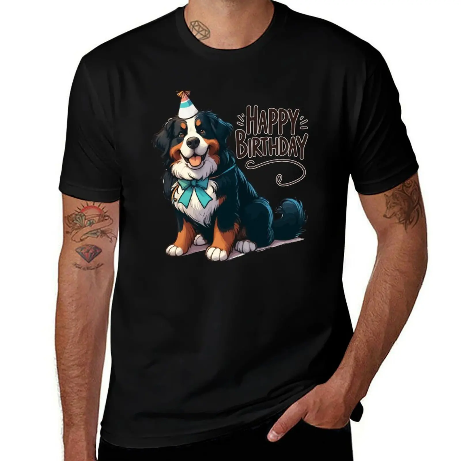 

Cute Bernese Mountain Dog Happy Birthday Party T-Shirt shirts graphic tees valentines clothes rapper graphic tees men tshirt