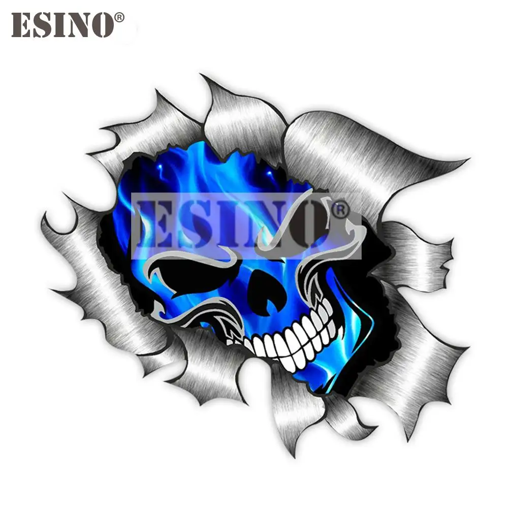 Car Styling Creative Cool Warning Blue Fire Skull PVC Waterproof Car Body Sticker Autobobile Decorative Vinyl Decal