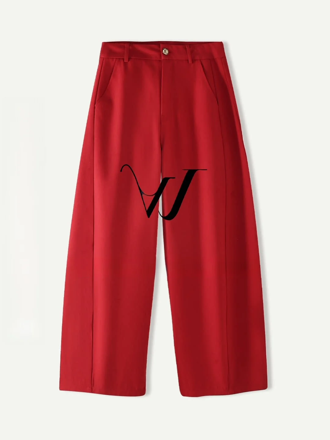 

Lililiwj High Waist Wide Leg Red Jeans Women's Casual Fashion Versatile Slimming High Waist Comfortable Cotton Denim Pants