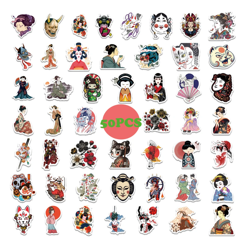 

50PCS Japanese Traditional Culture Graffiti Stickers Creative Cartoon Decal Notebook Phone Guitar Skateboard Classic Kid Toys