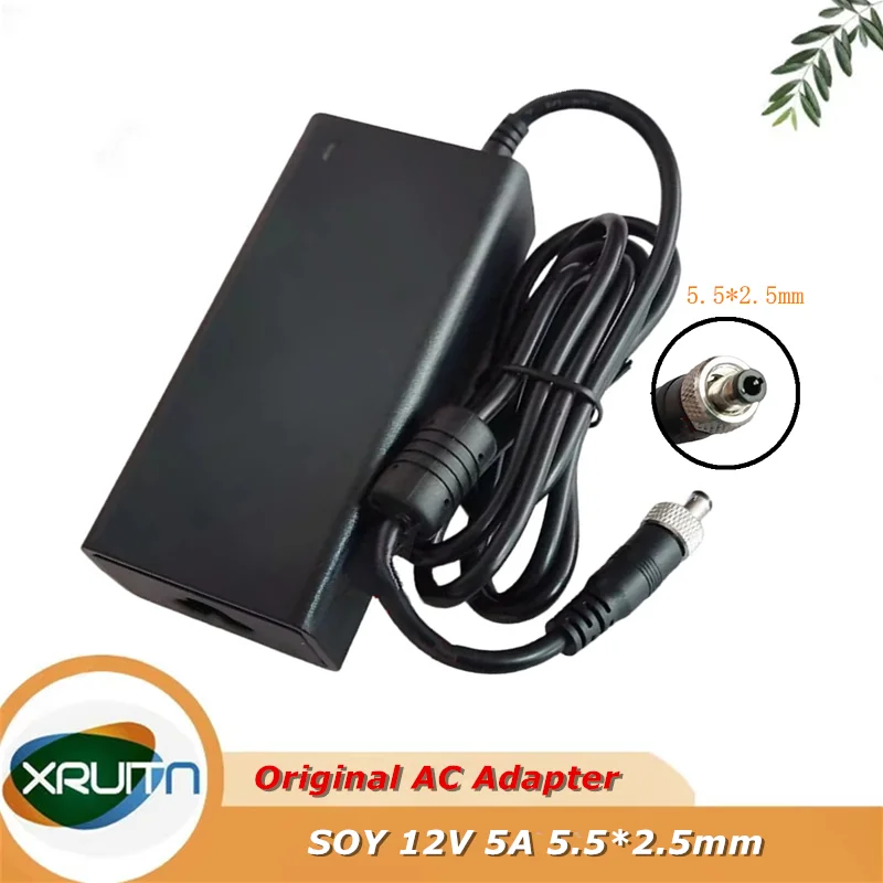 

Original SOY SOY-1200500-327 12V 5A AC Adapter Adaptor Charger 60W Switching Power Supply 5.5*2.5mm With Nut